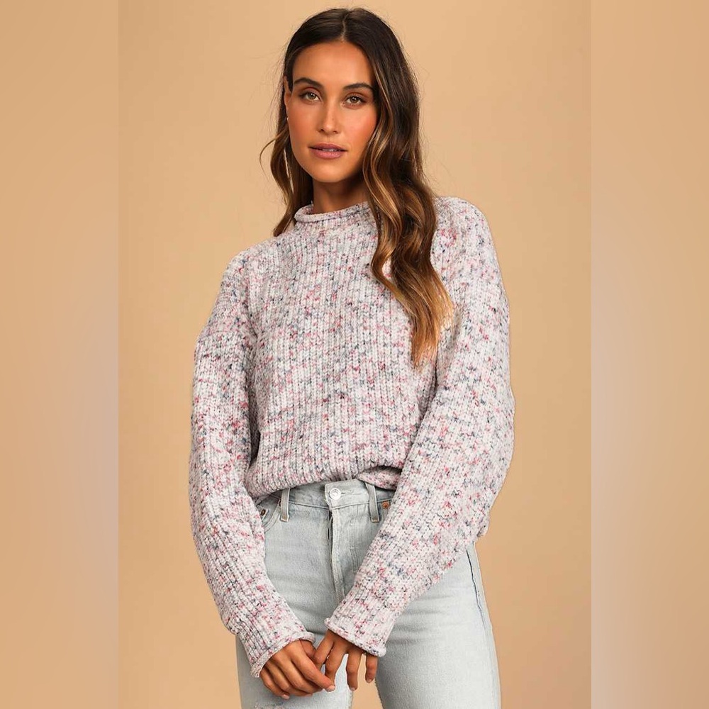 Lulu's Casually Cozy Ivory Multi Chenille Pullover Sweater